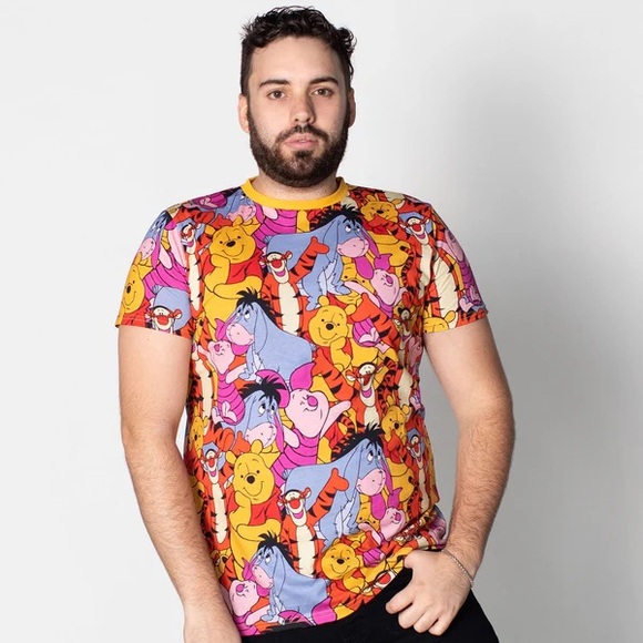 EUC Cakeworthy Disney Winnie the Pooh Unisex AOP Tee Sz L - Picture 1 of 5